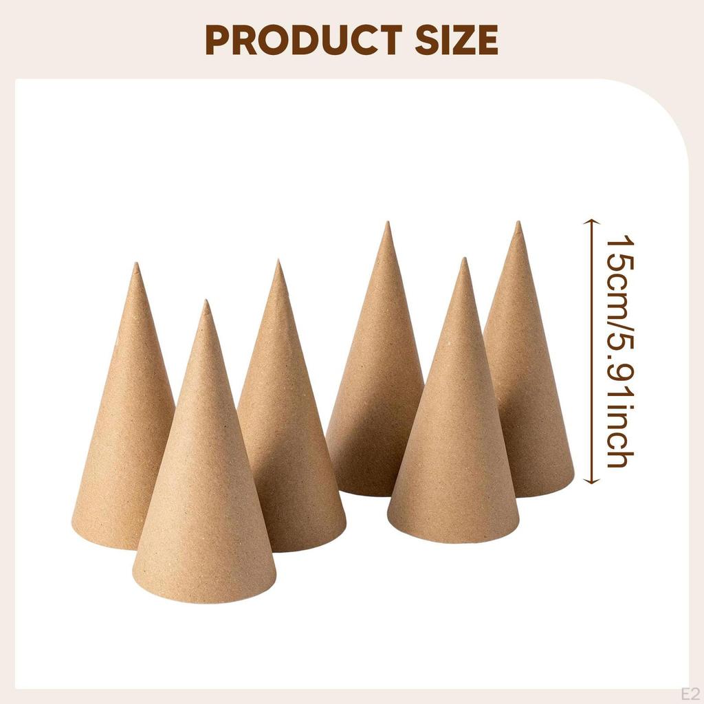6 Open-bottom Paper Mache Cones, Imaginative Decoration for Crafts, Painting, And Party Hat