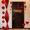 Wedding Decoration Set: Groom & Bride Xi Character Door Stickers & Hanging Ornaments