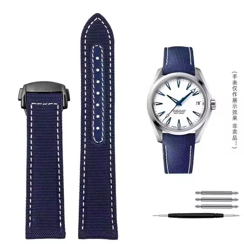 19mm 20mm Watch Band For Omega Speedmaster Snoopy 310 Canvas Cowhide Bottom Watch Strap New Seahorse AT150 Nylon Watch Straps