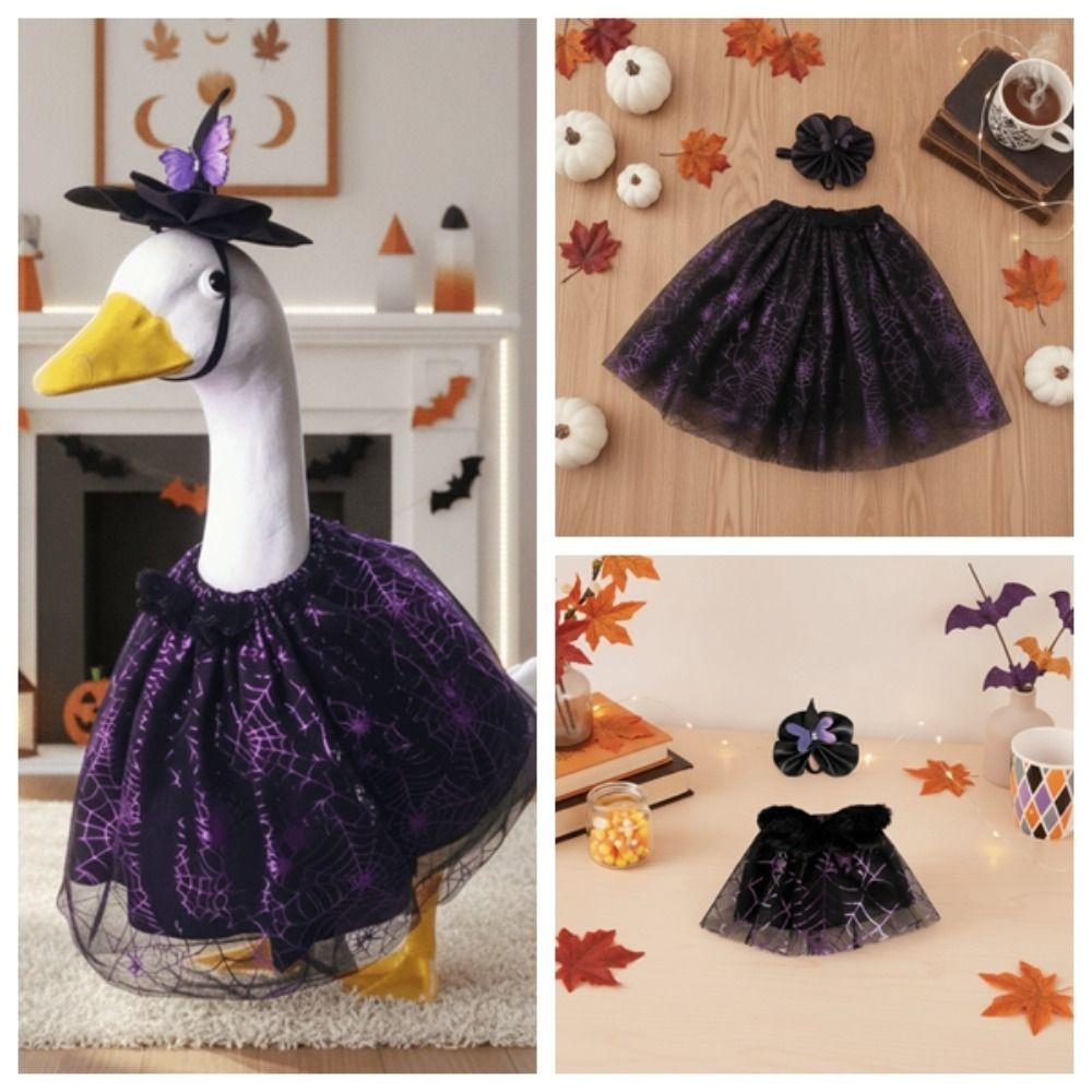 Purple Black Mesh Porch Geese Clothes Witch Hat Included Goose Witch Skirt  Porch Decoration