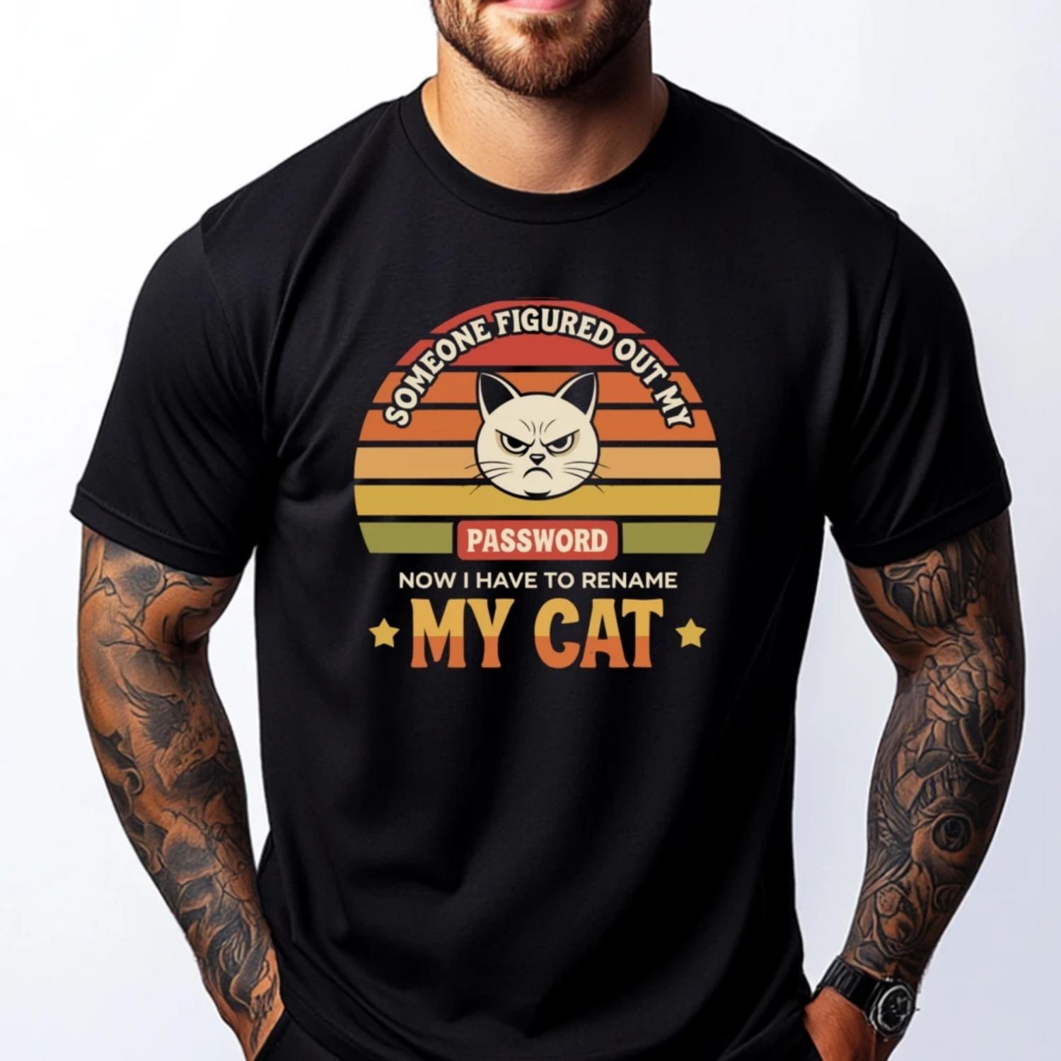 

Programmer Cat Kitty Meow Animal Pet Computer Programming Mens Shirts Graphic Tee Male Men s T-Shirts S чёрный