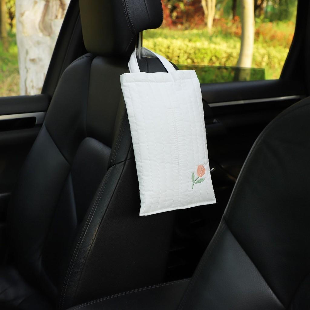 Car Tissue Box Creative Multi-function Cotton Cloth Embroidered Bear Car Seat Back Hanging Paper Towel Holder