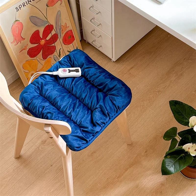 

Подушка с подогревом, подушка для офисного стула для длительного сидения, электрическая подушка для сиденья с подогревом, зимняя плюшевая подушка для общежития темно-синий
