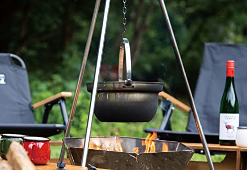 Captain Stag Outdoor Campingtopf mit Holzdeckel, 22 cm, Edelstahl, Hergestellt in Japan, Tsubame-Sanjo, UH-4125