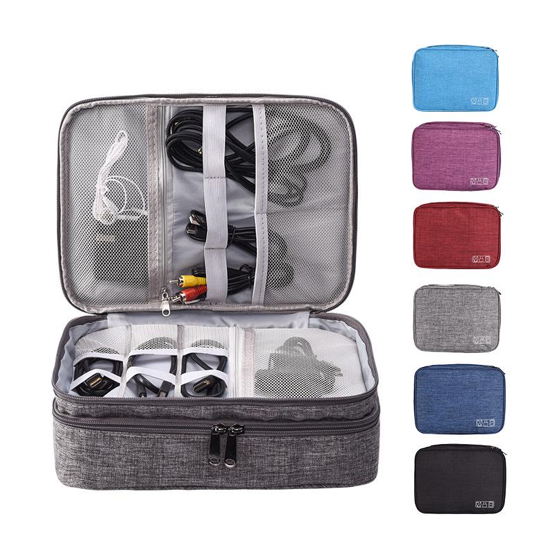 Three-Layer Waterproof Digital Organizer Bag - Cationic Polyester Cable Storage Bag