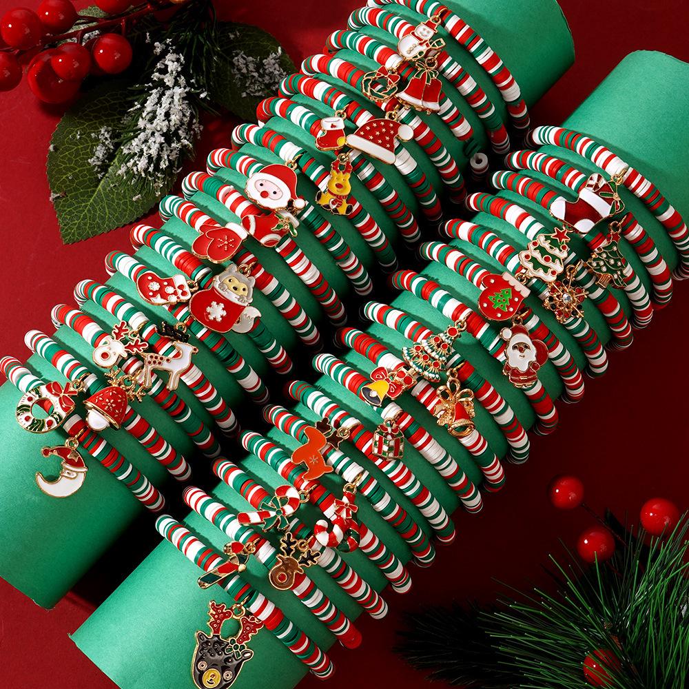 Women's Handmade Colorful Polymer Clay & Copper Bead Bracelet Set - Christmas Gift