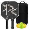 2 Pieces Carbon Fiber Paddles for Pickleball Textured Paddleball Set with Bag Perforated