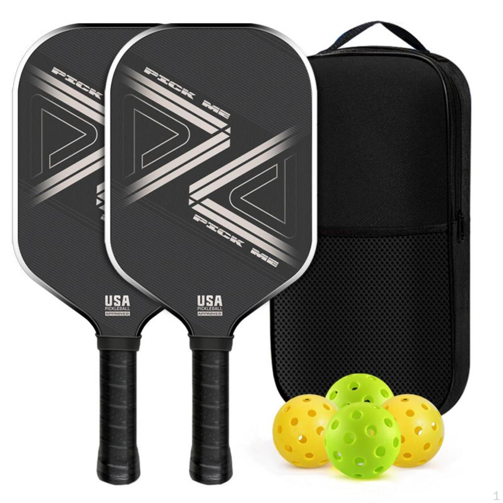 2 Pieces Carbon Fiber Paddles for Pickleball Textured Paddleball Set with Bag Perforated