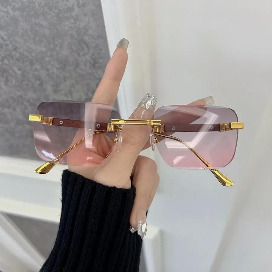 Designer Brand Square Sunglasses Women Men Colorful Small Frame Sun Glasses Female Mirror Colors Rimless Cool Fashion