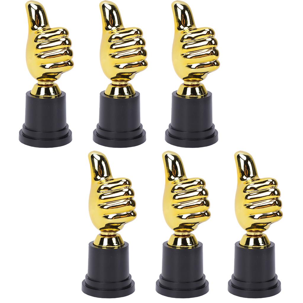 6pcs Gold 5.11 Inch Plastic Award Trophies for Adults Sports Events Party Classroom Prize Games