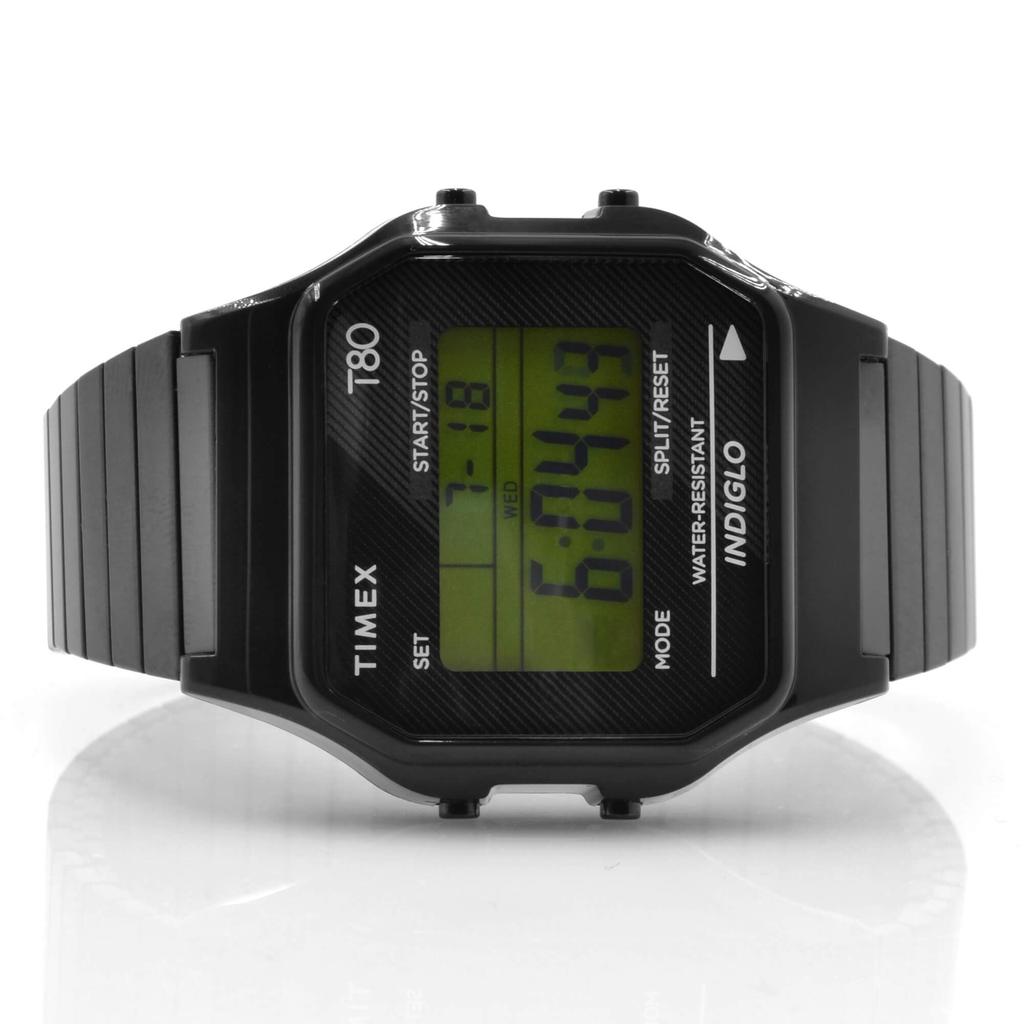 Timex T80 34mm Watch Black with Stainless Steel Expansion Band –
