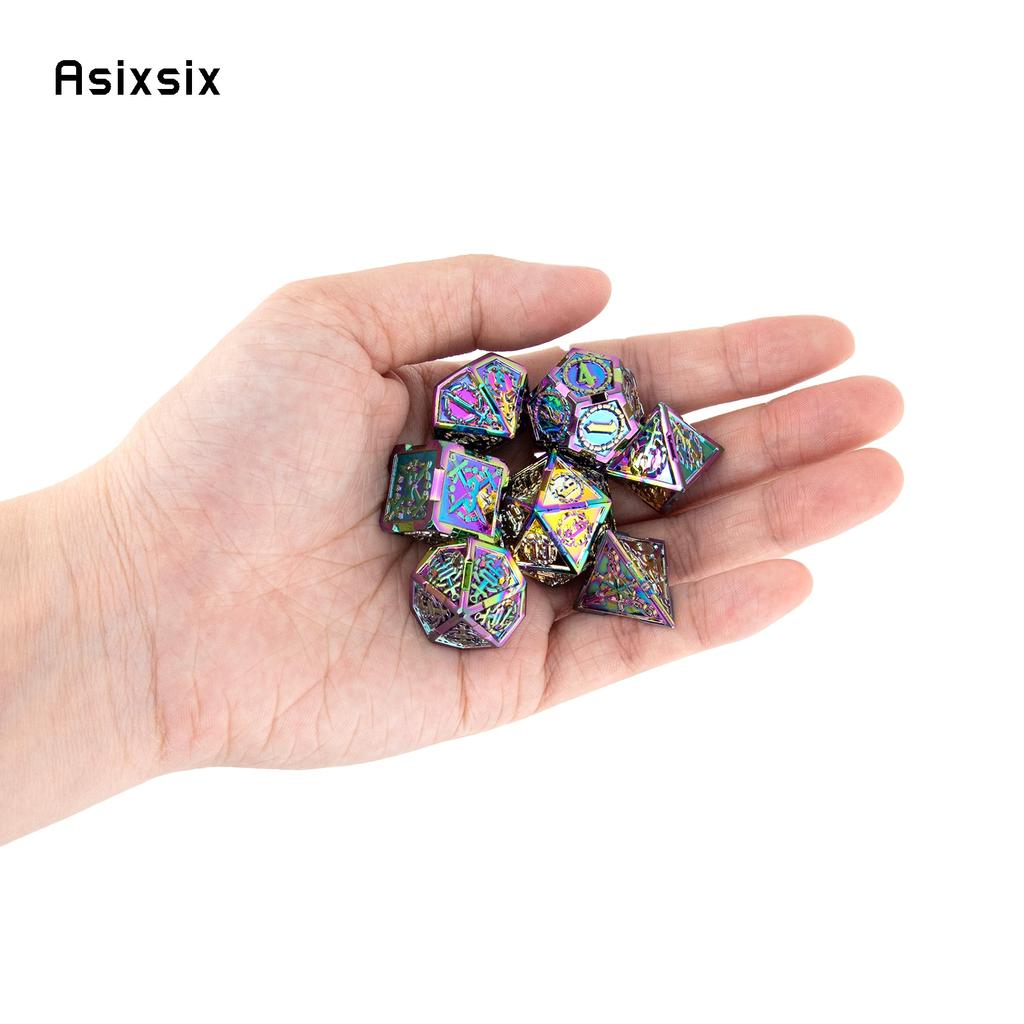 7 Pcs Colorful Double Swords Metal Dice Solid Polyhedral Dice Set Suitable for Role-Playing RPG  DND Pathfinder Board Game