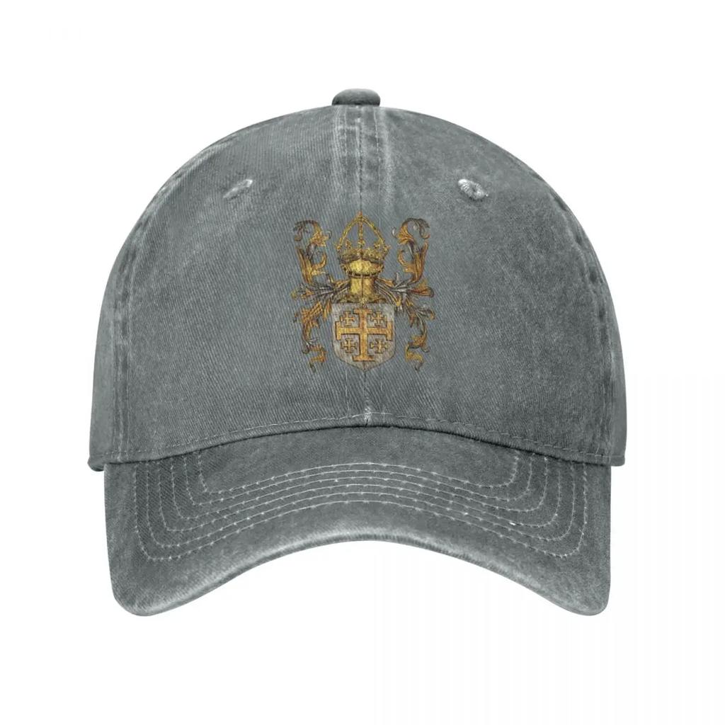 Vintage Arms Of The King Of Jerusalem 1509 Baseball Caps Distressed Denim Headwear Templar Shield Cross Outdoor Gift Hats Cap