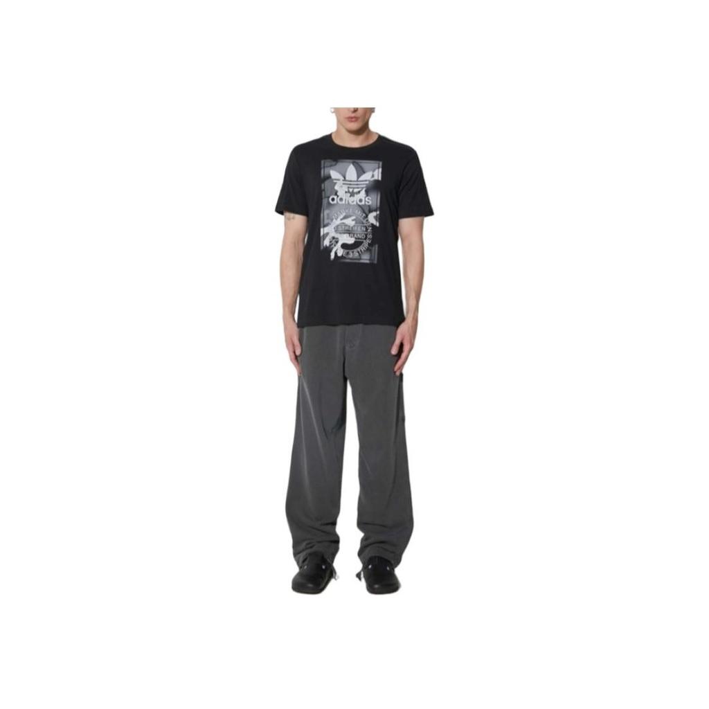 adidas Originals Trefoil Logo Print Breathable Sports Crew Neck Short Sleeve T-Shirt Men T-Shirts Black HR3531