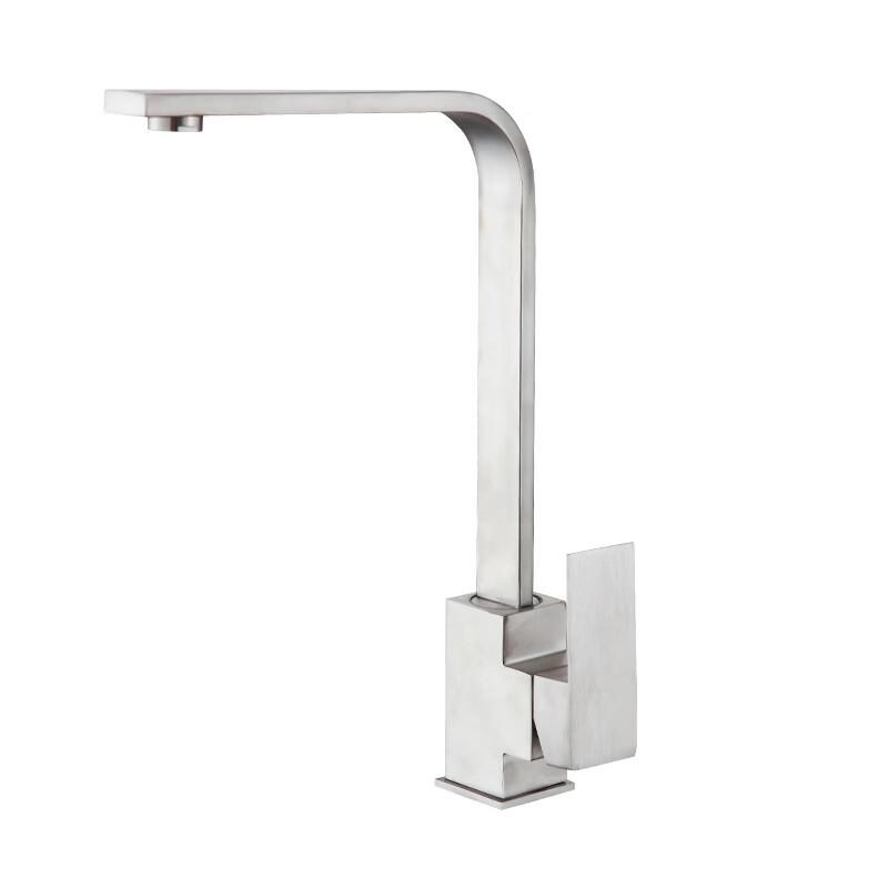 TLXT Wall-Mounted Brushed Stainless Steel Single Cold Kitchen Faucet