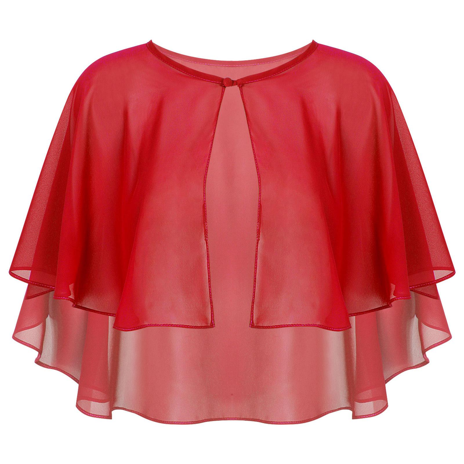 

Женская шифоновая накидка-шаль на одну пуговицу, прозрачная накидка на свадебное платье для свадебных или вечерних мероприятий красный