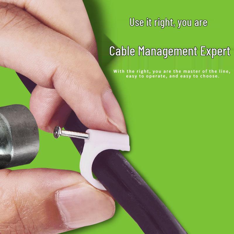 Clipes de Aço Plástico Redondos para Cabos de Aço para Superfície da Parede – Fixação e Segurança de Cabos de Rede e Tubos