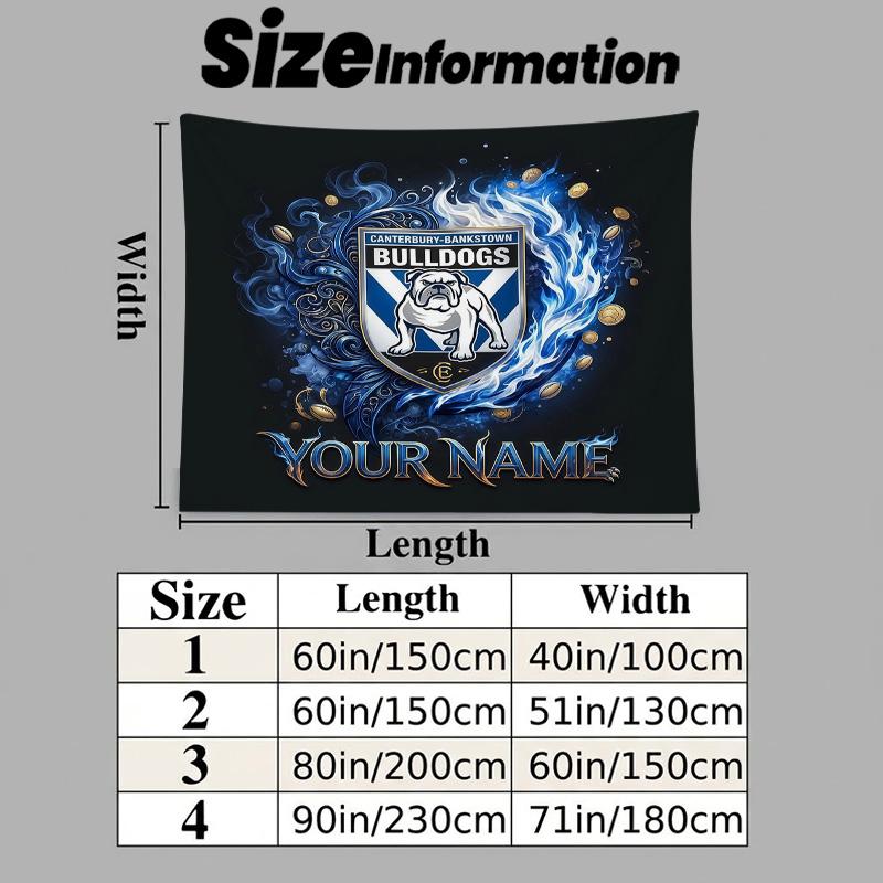 Custom Name Footscray Bulldogs Printed Tapestry – Wall Hanging for Bedrooms, Dorms, and Home Decor