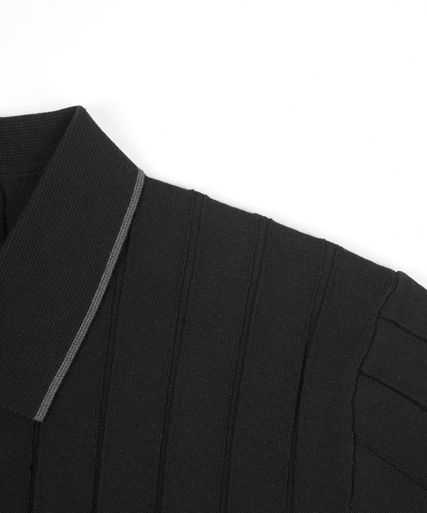 BIRBANTE Arte Washable Contrast Collar Knit - Black