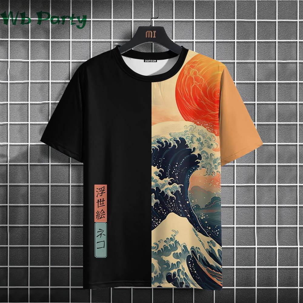 Summer Round Neck 3D Warrior Cat Pattern Printed Top Fashionable Casual Short Sleeved Men's T-shirts