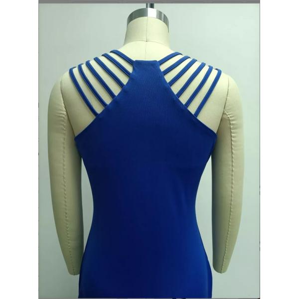 Damen Ärmelloses Ausgehöhltes Rundhals Hot Diamond Schlitzkleid