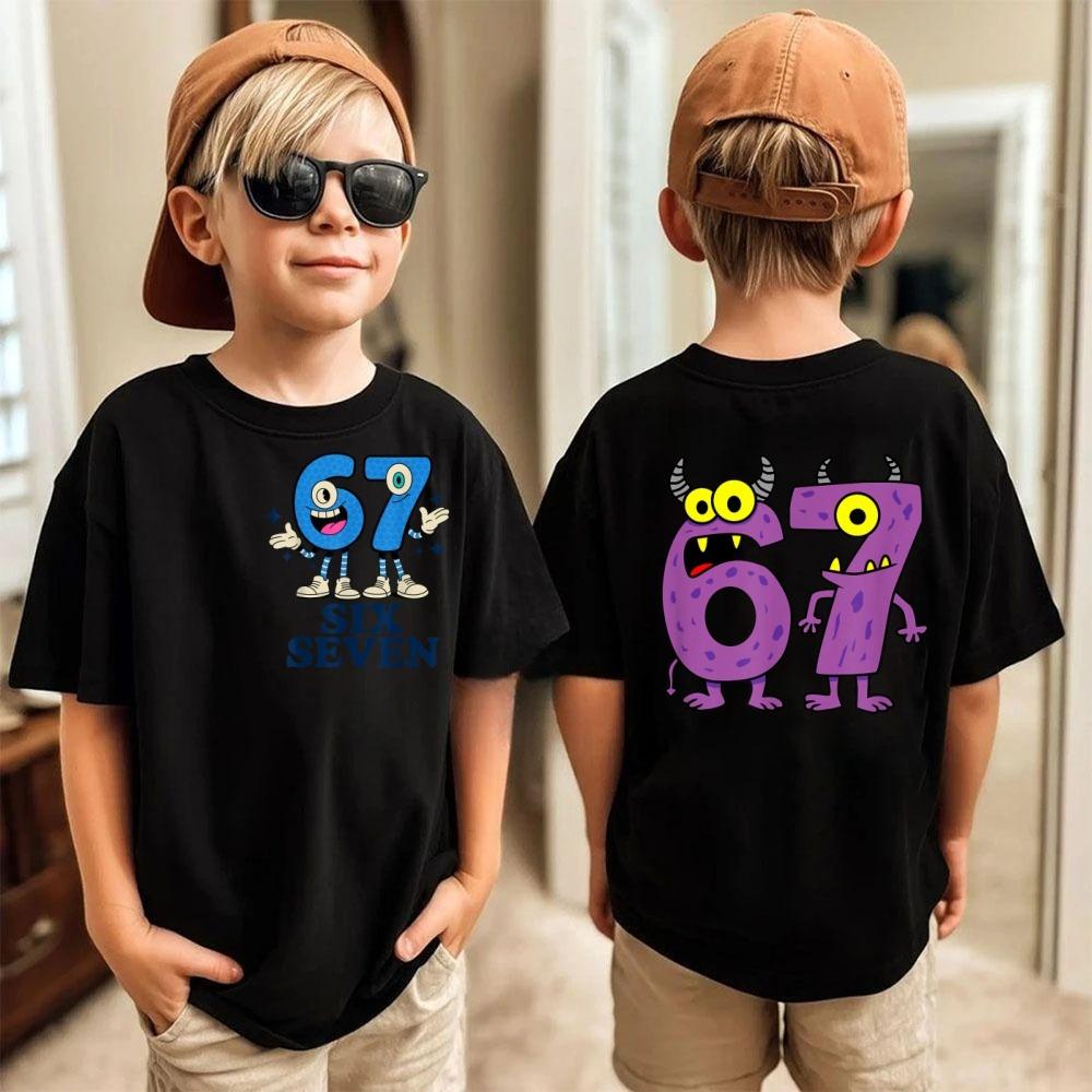Funny Six Seven 67 Number Graphic Print Men's T-Shirt Summer Short Sleeve Tees Top Women Loose Comfortable T-shirt Clothing
