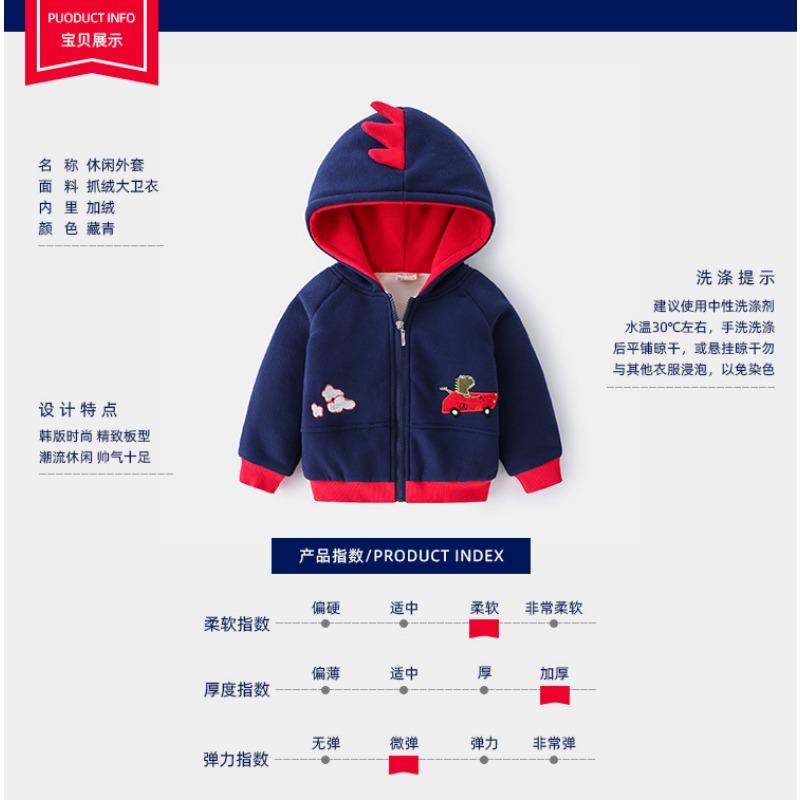 Boys Thick Fleece Lined Hooded Casual Children Winter Jacket Outerwear