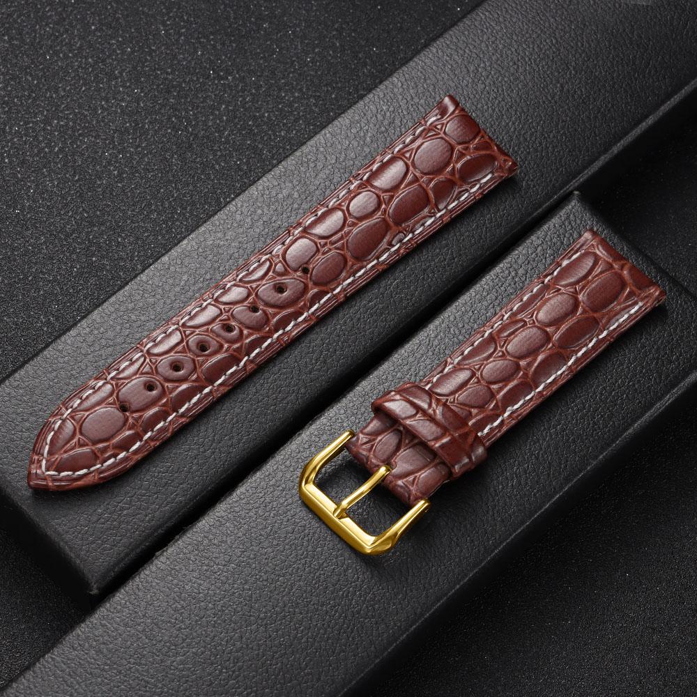 Crocodile Pattern Design Leather Watch Strap 16mm 18mm 19mm 20mm 21mm 22mm Universal Watchbands Casual Business Wristwatch Band
