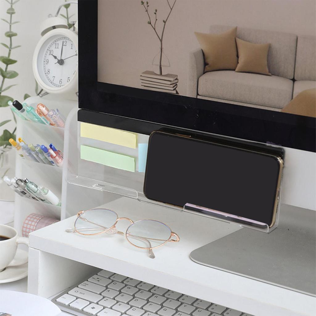 Acrylic Computer Monitor Memo Board Sticky Note Holder Mount Desktop Organizer for Screen, Office Home, Laptop Work Accessory
