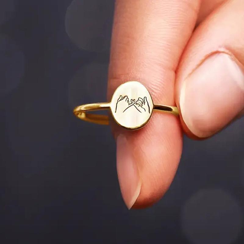 

Huitan Little Finger with Little Finger Promise Rings for Friends Couples Women/Men Funny Rings Birthday Gift Fashion Jewelry 10