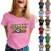 Damen Freizeit Pullover T-Shirt Rundhalsausschnitt Kurze Ärmel Buchstabendruck Oberteil für Fußball-Unterstützungsteam Kleidung Deutschland 2026