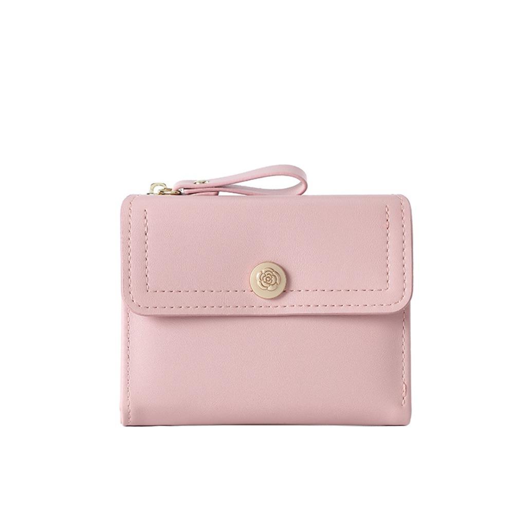 

Minimalist Trifold Wallet Pu Leather Student Purse New Women s Wallet Card Bag рожевий
