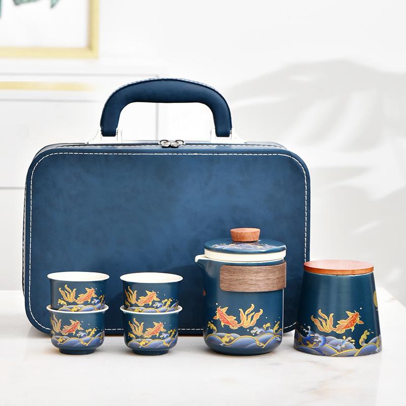 Creative Ceramic Kung Fu Travel Tea Set Portable Kuaike Cup Company Business Gift Box