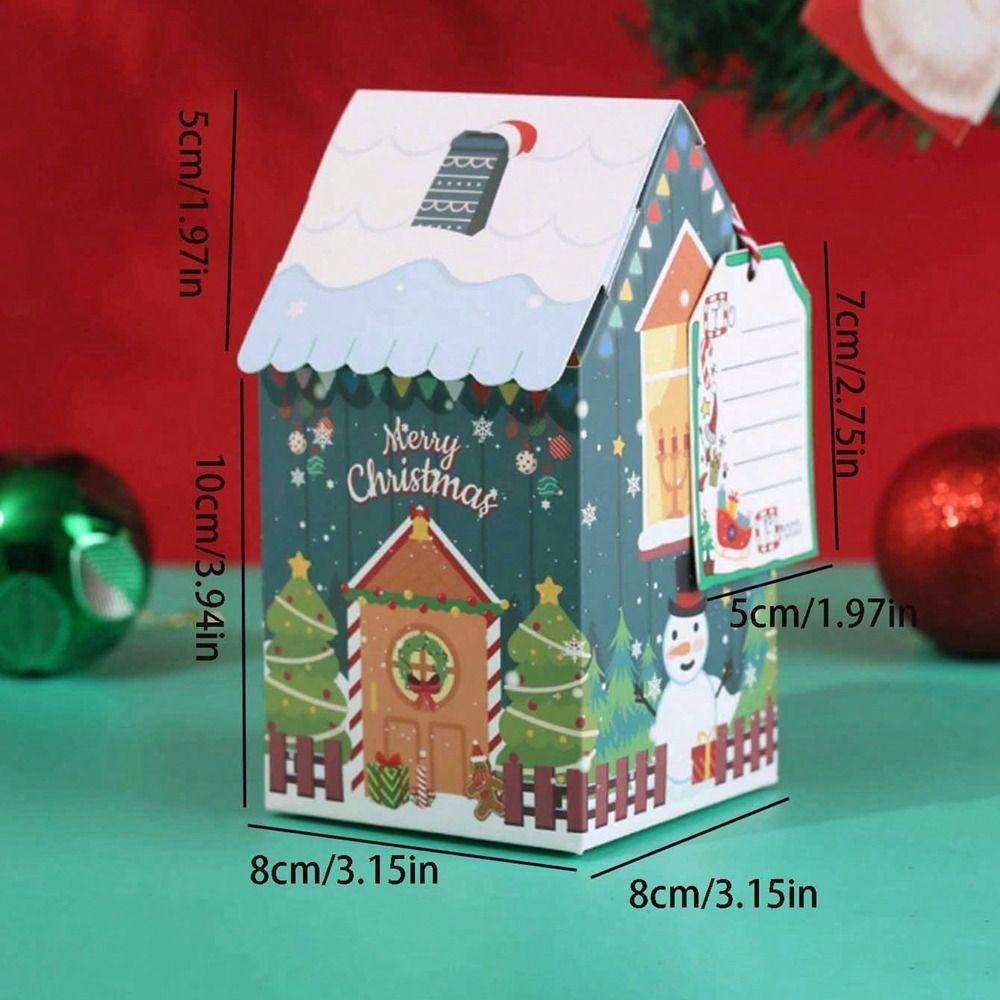 10Pcs Kraft Paper Christmas Gift Box Xmas Ornament Packaging Boxes New Candy Bags  New Year
