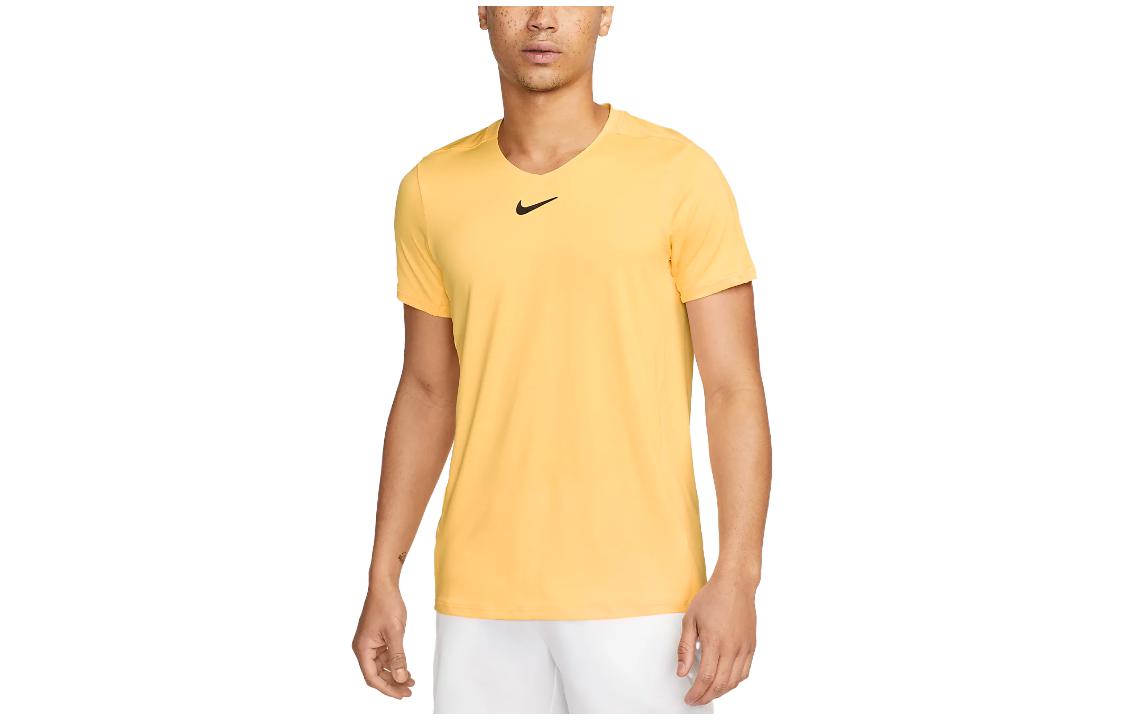 Nike T Shirts Men s Earth Yellow Crew Neck Moderate DD8317-848 L