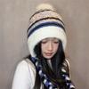 Color Matching Knitted Braided Ear Protection Warm Lei Feng Hat Women's Winter New Big Head Circumference Wool Hat Tide
