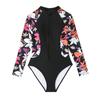 Diving Suit Printed Long Sleeve Sun Protection Slimming Zipper Triangle Women's Swimsuit