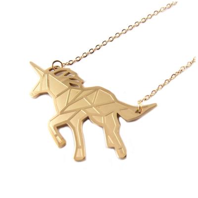 [Q0949] - Designový ocelový náhrdelník 'Licorne My Unicorn' růžové zlato - 35x30 mm