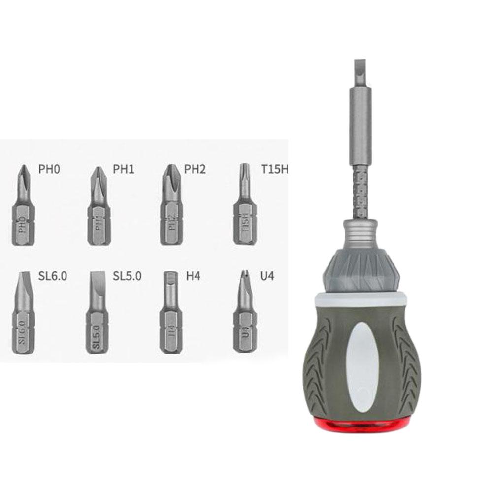 Flexible Ratchet Screwdriver Set 8 Bits Multi Angle Retractable Head Carbon Steel Repair Tool Kit For Tight Space Repairs