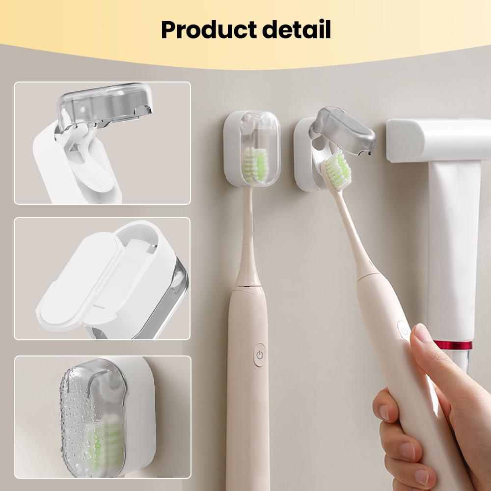 5 Pcs Toothbrush Holder Wall Mounted Protect Toothbrush Hygiene, Toothbrush Covers Head Cap for All Toothbrushes