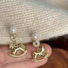 Zodiac Year Zircon Pearl Horse Earrings - Luxurious, Modern Studs for Women