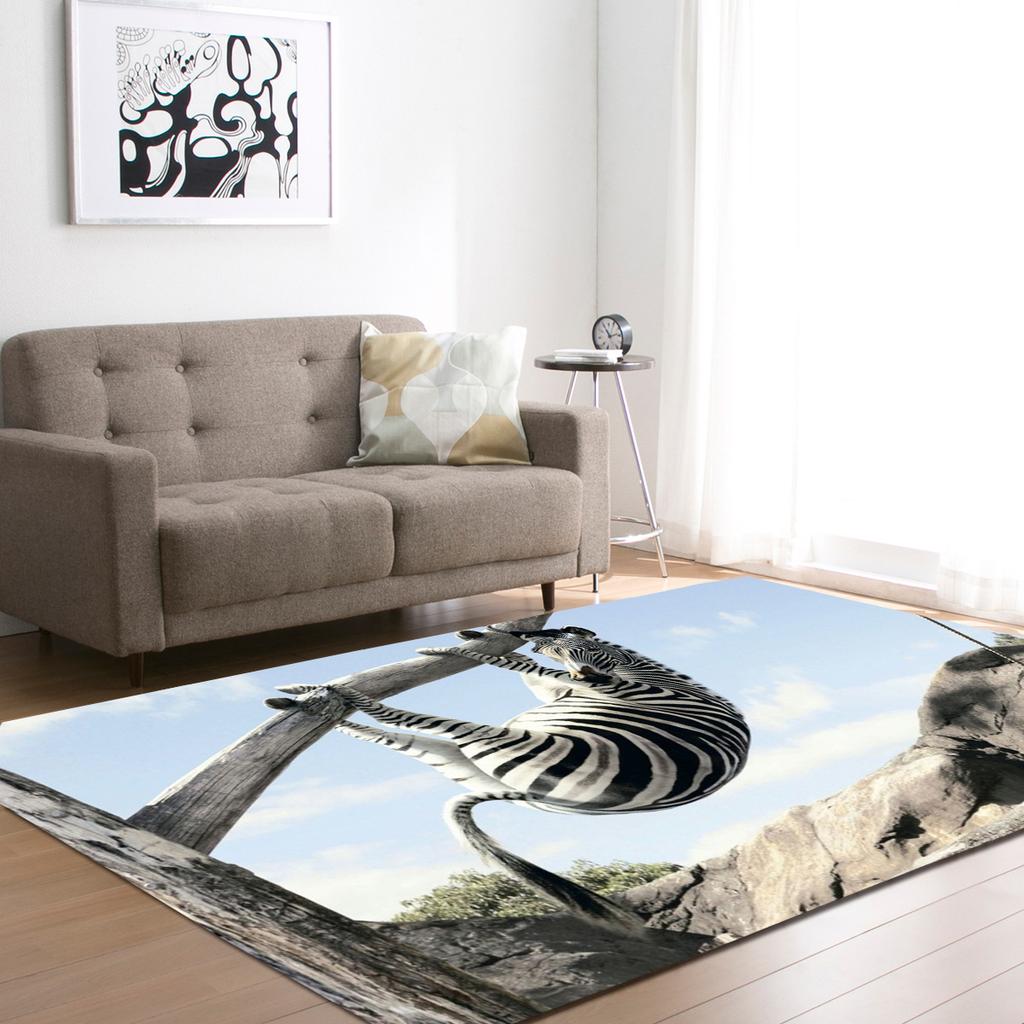 Zebra Horse Living Room Area Rug Home Decor Wild Animal Print Carpet Bedroom Rug for Boys Floor Mat Soft Kitchen Rug Doormat