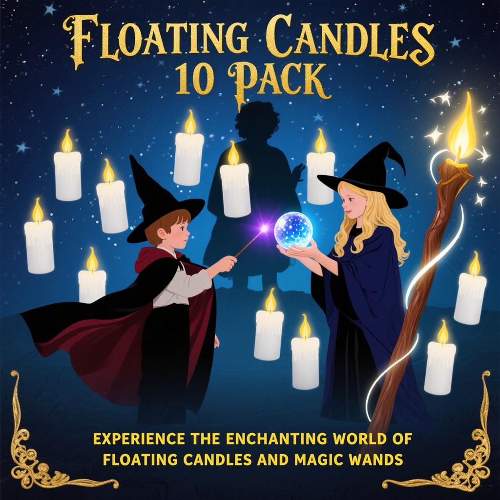 On Christmas, There Are 10 Floating Electronic Candles, Decorated With Wand-shaped Ornaments, Which Are Magical Hanging Candles During The Christmas .