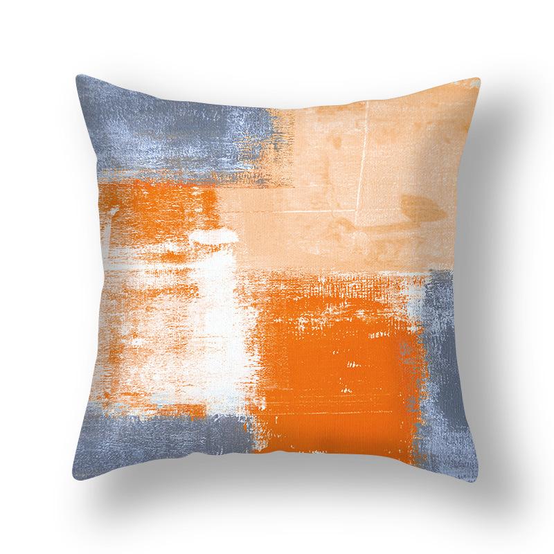 Ins Style Contrast Color Pillow Cover Polyester Printing Simple Versatile Sofa Pillow Living Room Decoration Chair Cushion