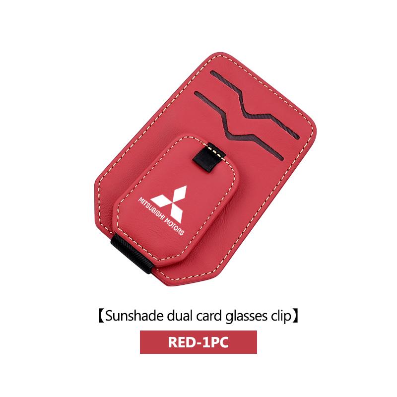 

Car Sunglasses Holder Sun Visor Glasses Clip Leather Ticket Card Clip Accessories For Mitsubishi Lancer ASX Pajero Mirage