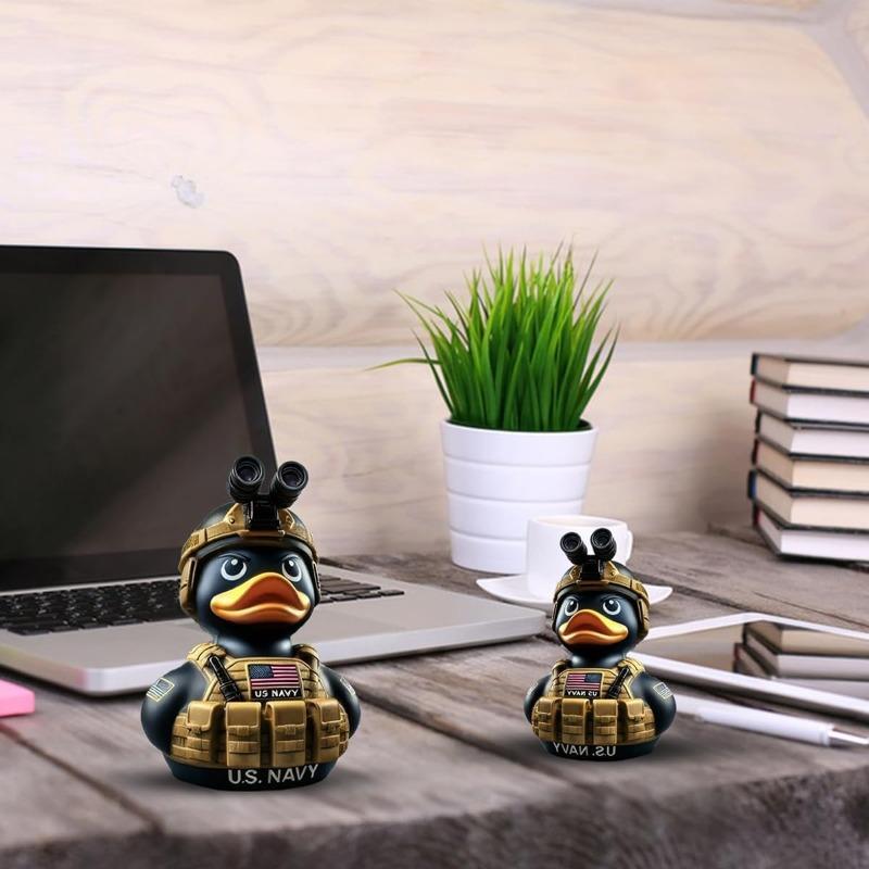 Armed Army Duck,Veteran Tribute Duck,Military Uniform Armed Forces Resin Ducks for Jeeps Ducking,Veterans Memorial Duck Honoring Veterans Rubber