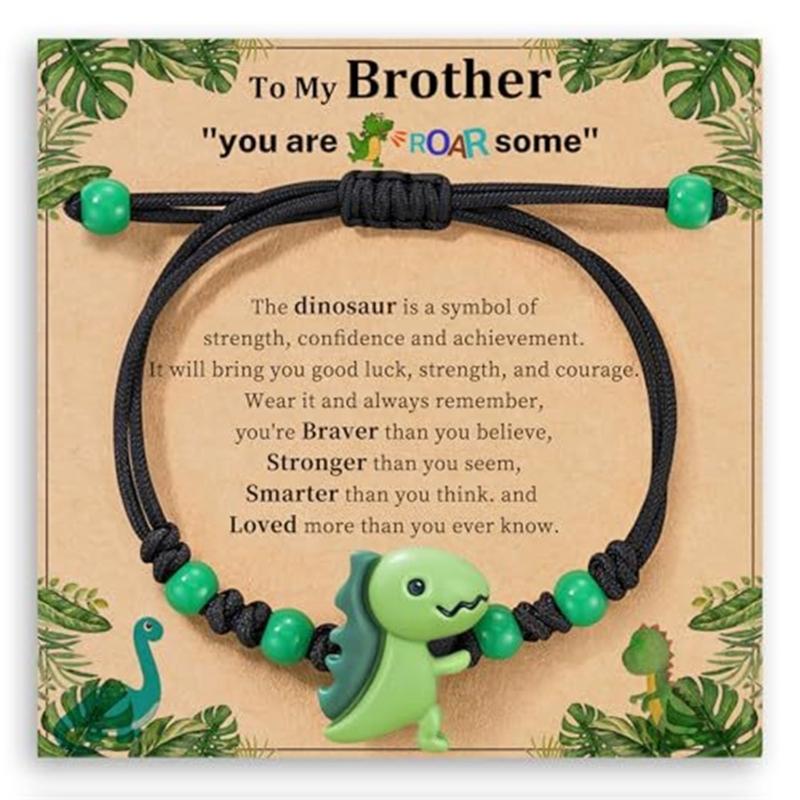 Colorful Resin Dinosaur Bracelet Handcrafted Adjustable For Children Adults Includes Message Card