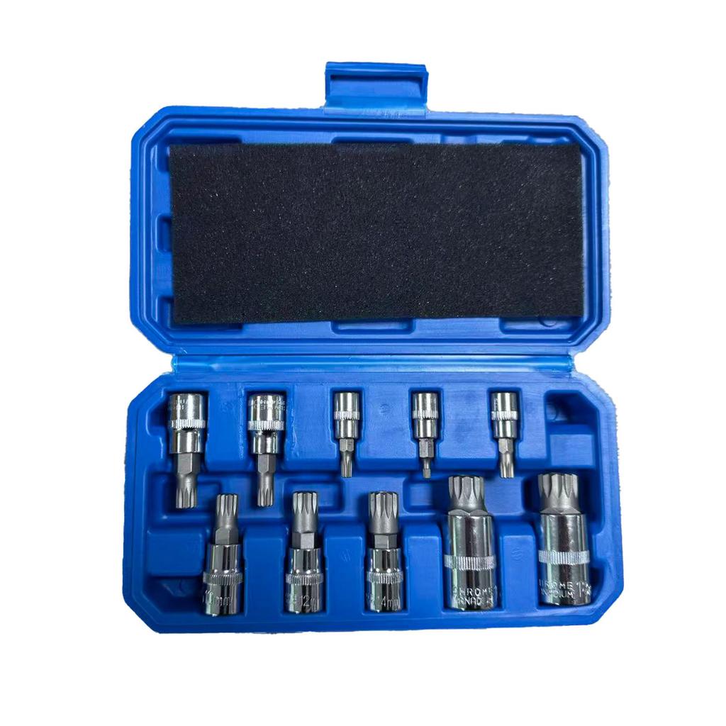 10-Piece 12-Point Socket Wrench & Torx Screwdriver Bits Set for Car Repair and Flywheel Disassembly