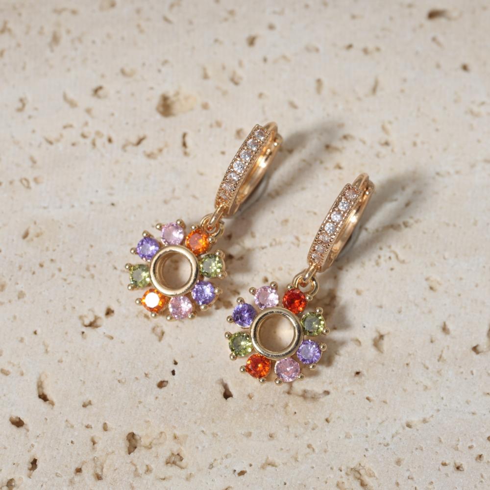 1 Pair Fashion Round Garland Dangle Earrings for Women Zirconia Earring Jewelry Daily Wedding Party Accessories