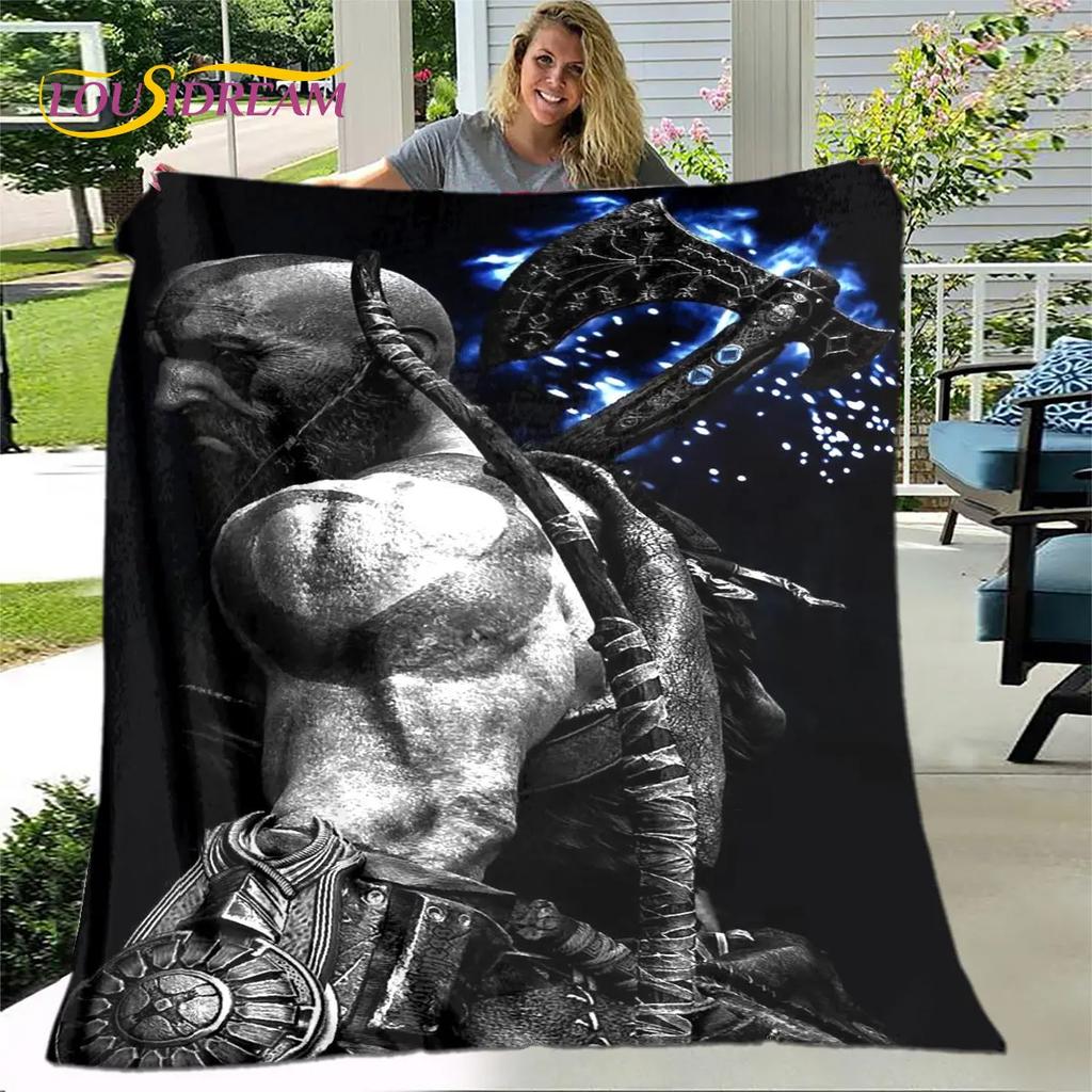God of War Spiel Spieler Weiche Plüschdecke, Flanelldecke Überwurfdecke für Wohnzimmer Schlafzimmer Bett Sofa Picknick Abdeckung Bettdecke